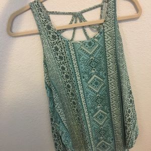 Hollister green and turquoise tank top